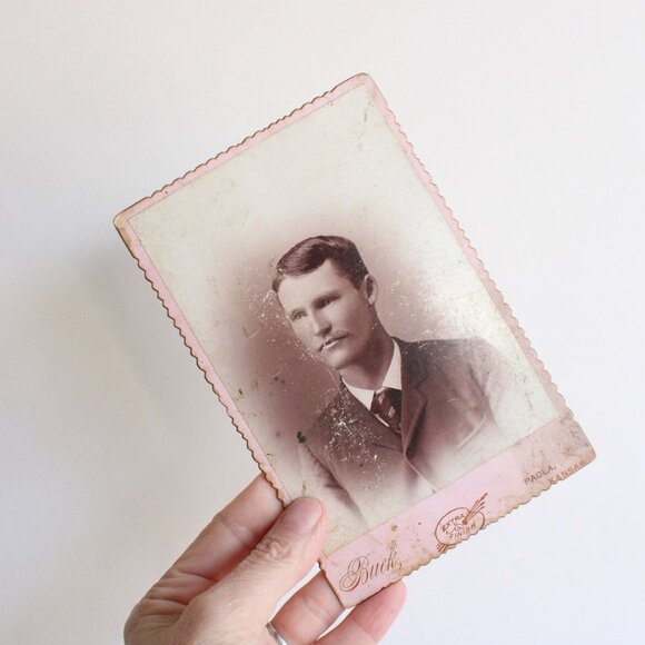 Vintage 1800s Edwardian Victorian Photograph Man From 1911, Black And White - Picture 5 of 7